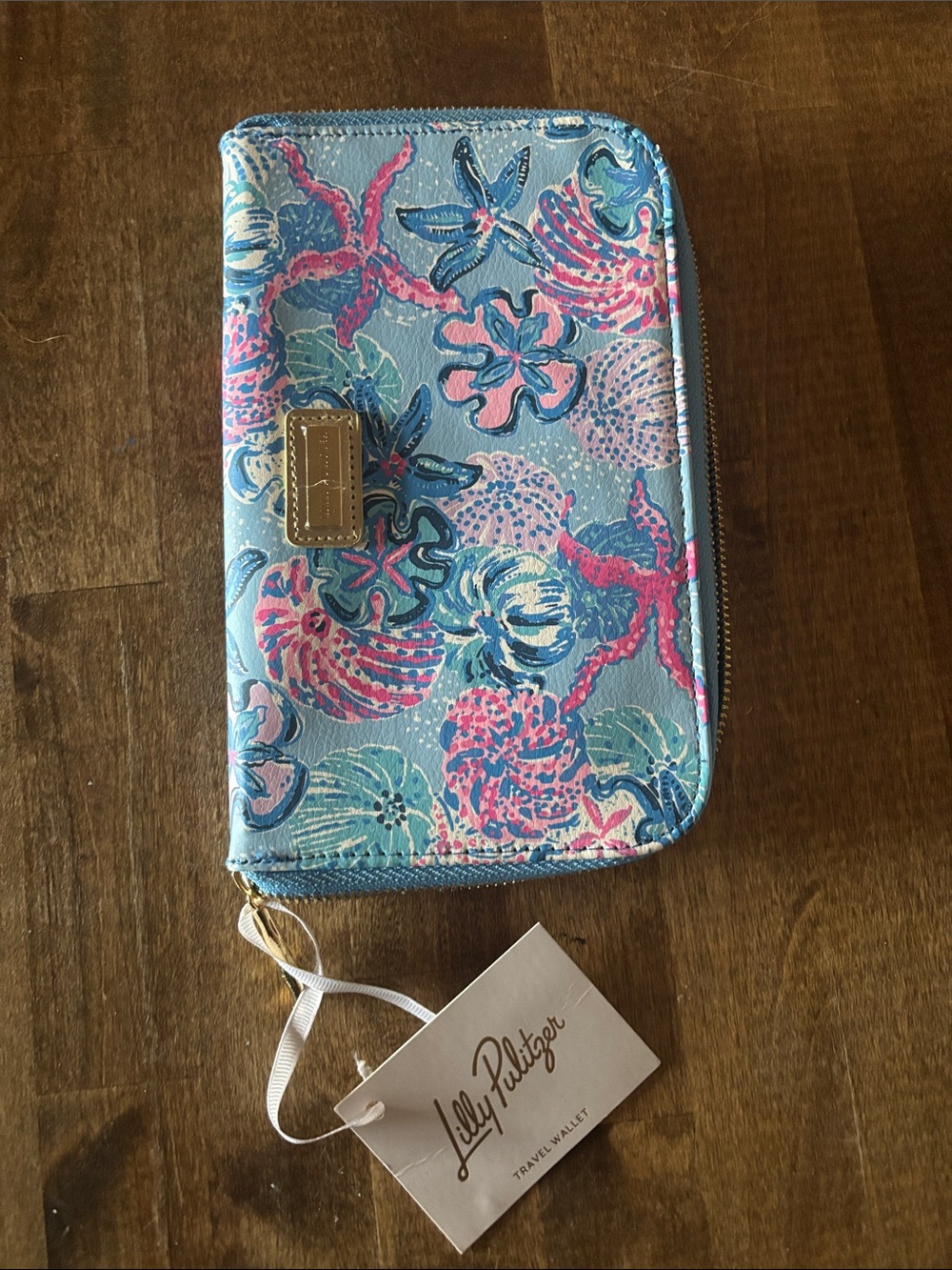 Lilly Pulitzer Blue, Pink & Aqua Floral Travel Wallet